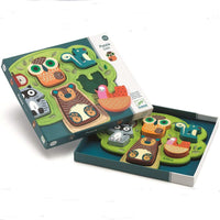 Unique Felt and Chunky Wood Puzzle "Oski" Animals , Ages 12 mo.+