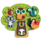 Unique Felt and Chunky Wood Puzzle "Oski" Animals , Ages 12 mo.+