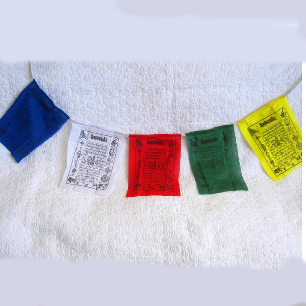 Auspicious Prayer Flags Hand Made by Tibetan Nuns Project, Cotton, Five Flags