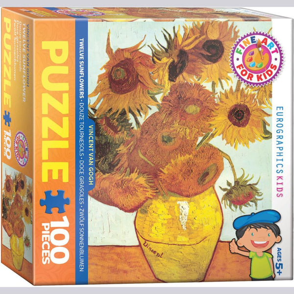 "Twelve Sunflowers" by van Gogh Jigsaw Puzzle, 100 Pieces, Ages 5+