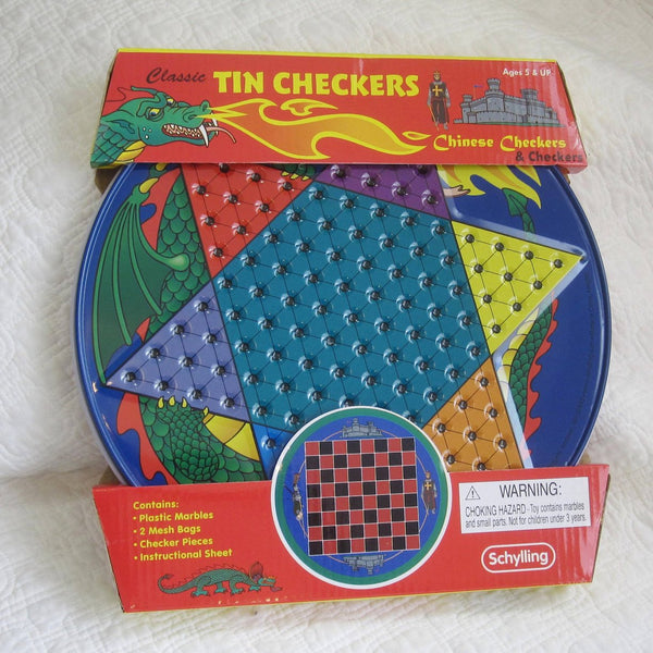 Chinese Checkers and Checkers in a Colorful Tin, Ages 5+