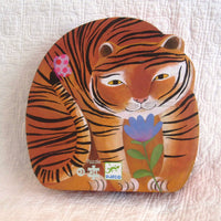 Tiger's Walk Puzzle in Silhouette Box by Djeco, French Style, Ages 3+, 24 piece