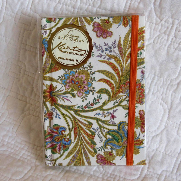 Small Hardcover Journal, Luxury Italian Brand by Kartos, "Cipro", Gold Details